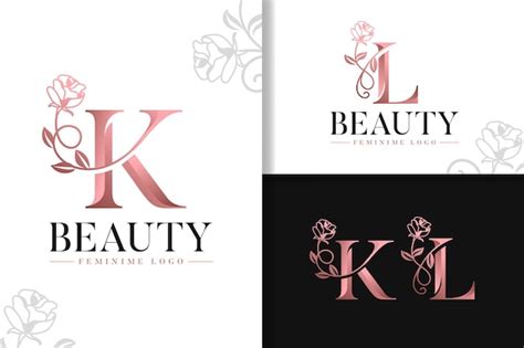 Letra De Logotipo De Ouro Rosa Monograma Feminino K E L Flores