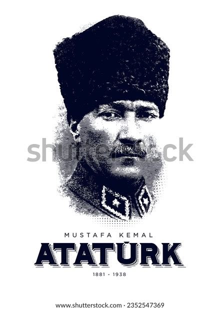 Isolate Portrait Mustafa Kemal Founder Stock Vector Royalty