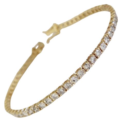 4 Carat Tennis Bracelet Round Brilliant Natural Diamond 14 Karat Yellow