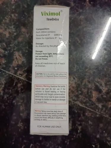 Paracetamol Infusion Ip 1 W V 1000 Mg At Rs 275 Piece In Bengaluru