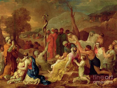 Moses And The Brazen Serpent C 1653 54 Painting By Sebastien Bourdon