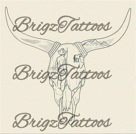 Zach Bryan Inspired Longhorn Skull Cowboy Tattoos Skull Sleeve