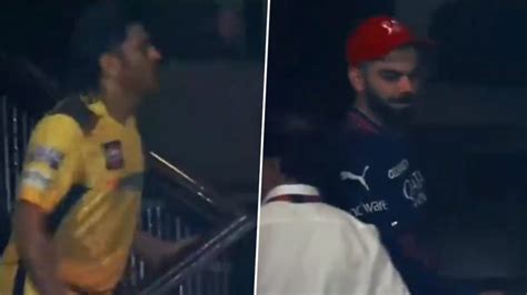 Viral Video Shows Virat Kohli Visiting Csk Dressing Room To Meet Ms