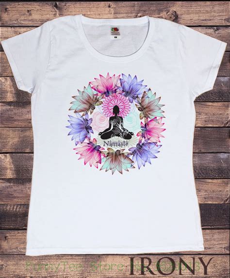 Womens Tee T Shirt Femmes Namaste Zen Lotus Fleurs Yogatraining Meditation Buddha Imprime Tsz4