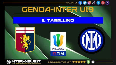 Genoa Inter Primavera Tabellino 24° Turno Campionato Primavera