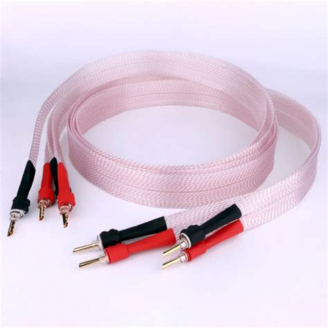 Pair Silver Plated N Occ Copper Ribbon Flat Hifi Speaker Cable Bfa