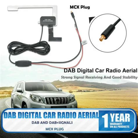 Universal Dab Digital Car Radio Aerial Antenna Glass Mount Mcx Male