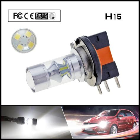 2 UNIDS H15 LED Lámpara de La Niebla 60 W 12SMD Cree Chips DC12V 360