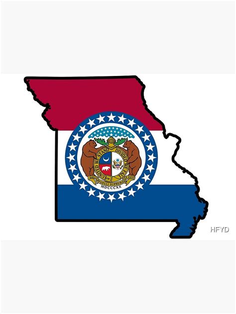 Lámina fotográfica Mapa de la bandera del estado de MISSOURI de HFYD