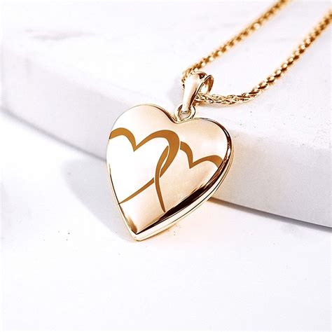 14k Gold Filled Interlocking Heart Photo Locket Yellow Gold Lockets