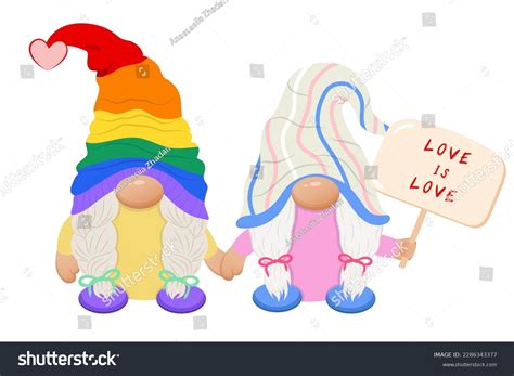 Cute Lesbian Couple Gnomes Poster Pride Stock Vector Royalty Free Shutterstock