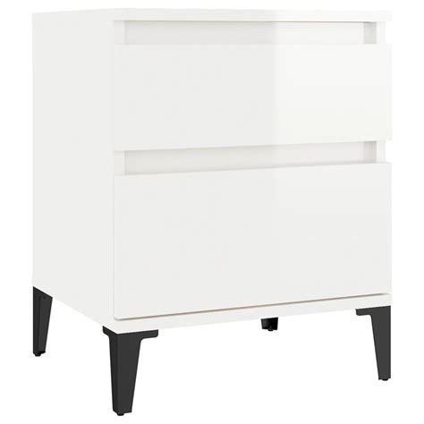 Tables De Chevet 2 Pcs Blanc Brillant 40x35x50 Cm SALALIS SP032983