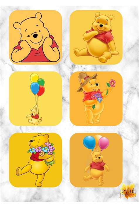 Eylül Design Winnie the Pooh Temalı 6 Adet Özel Tasarım A Kalite MDF