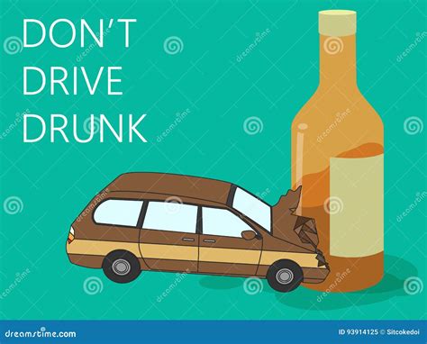 Drunk Driver Car Accident With Alcohol Bottle Stock Vector