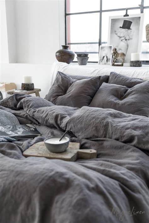 Linen Bedding Set in Charcoal Gray dark Gray Color. King - Etsy ...