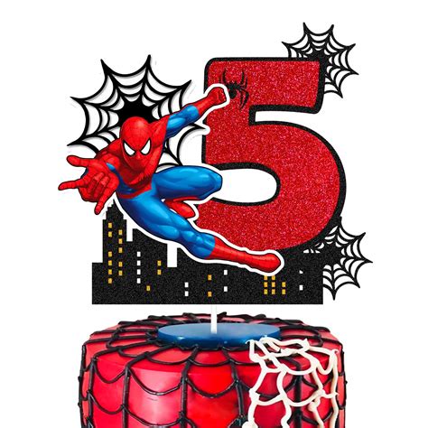 Buy Spider Man Cake Topper 5th Birthday Cake Decoration Spider Man Happy 5s Birthday Decor