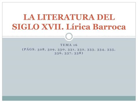 Ppt La Literatura Del Siglo Xvii L Rica Barroca Powerpoint