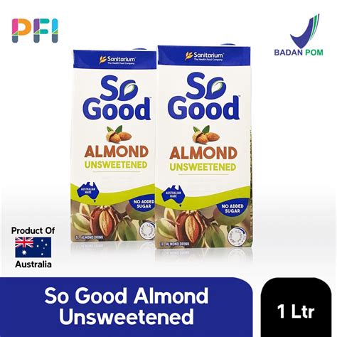 Jual So Good Almond Milk Unsweetened Liter Bundle Pcs Indonesia