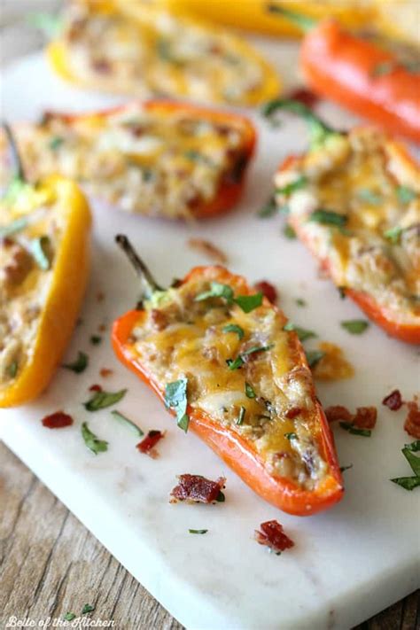 Cheesy Bacon Stuffed Mini Peppers Belle Of The Kitchen