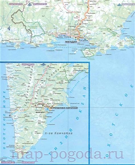 Карта Магаданской области побережье Охотского моря. Подробная карта ...