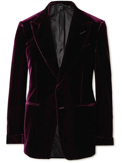 Tom Ford Shelton Slim Fit Velvet Tuxedo Jacket Burgundy Tom Ford