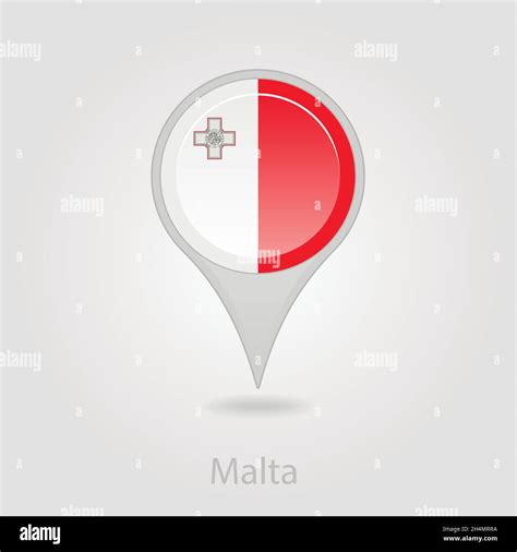 Malta Flag Pin Map Icon Isolated Vector Illustration Eps 10 Stock