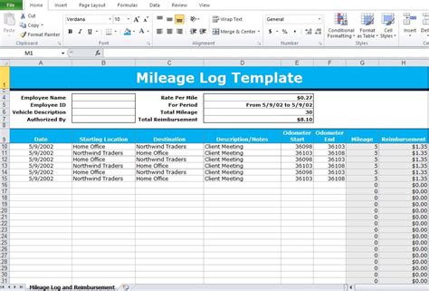 Mileage Log Excel Template - Excel TMP