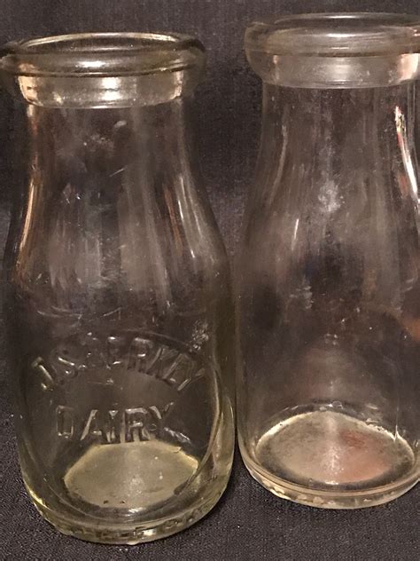 Vintage Milk Bottles Set Of Two J S Berkey Dairy Etsy Vintage Milk Bottles Milk Bottle Milk