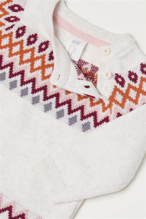 Jacquard Knit Sweater Light Beigepatterned Kids Handm Us