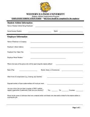 Fillable Online EMPLOYER VERIFICATION FORM This Form Should Be