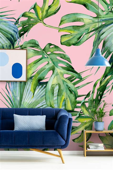 This Pink Palm Tree Mural Wallpaper From Wallsauce Will Infuse Your