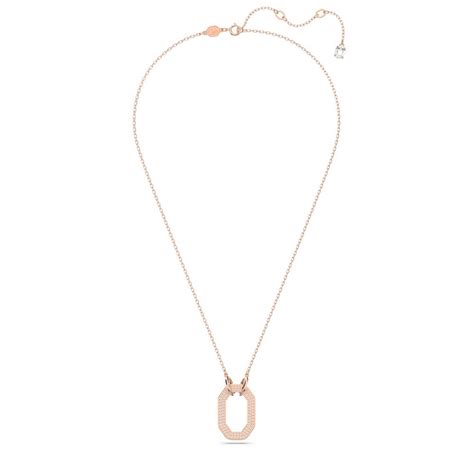 Dextera Pendant Octagon Shape Pave White Rose Gold Tone Plated