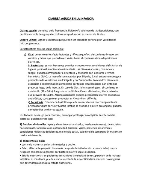 Solution Diarrea Aguda Resumen Pdf Studypool