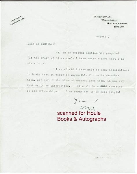 Typed Letter Signed By William Butler Yeats Signed 1935 From