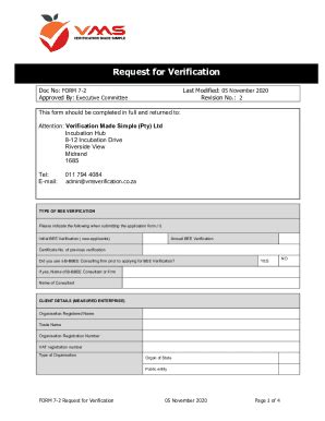 Fillable Online FORM 7 1 Request For Verification1 Fax Email Print