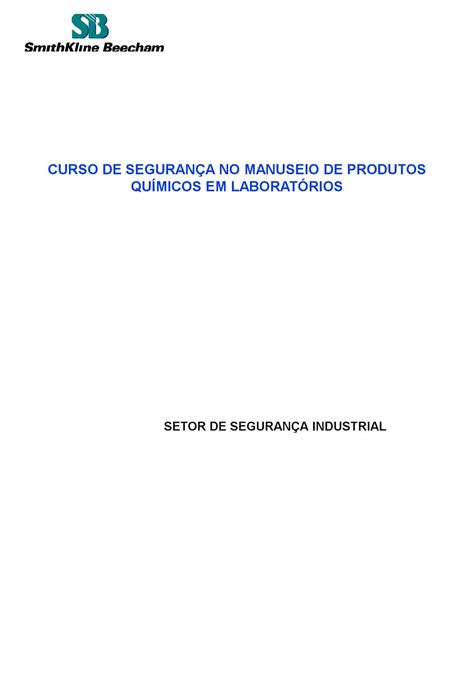 Curso De Seguran A No Manuseio De Produtos Qu Micos Em Laborat Rios