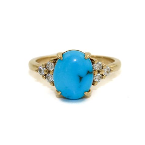 Oval Egyptian Turquoise x Diamond Engagement Ring – Kingdom Jewelry