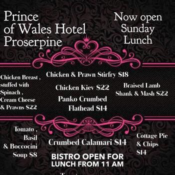 Prince of wales proserpine restaurant menu - Restaurant Guru