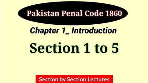 Section To Ppc Chapter Introduction Ppc Pakistan Penal Code