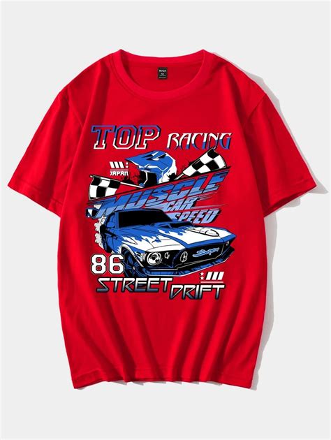 ROMWE Street Life Men Car Letter Graphic Tee SHEIN USA