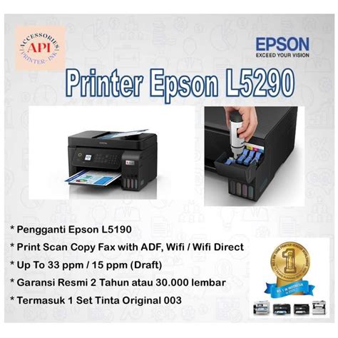 Promo Printer Epson L5290 L 5290 Print Scan Copy Fax Wifi ADF Tinta