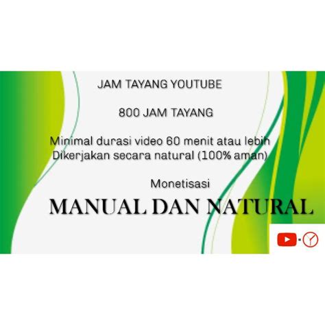 Jual JAM TAYANG YOUTUBE 800 JAM TAYANG Shopee Indonesia