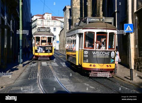 Lisbon Lisboa Trolley Cars Portugal Stock Photo Alamy