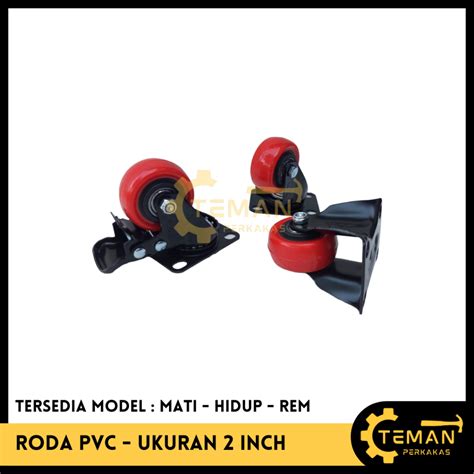 Jual RODA TROLI PVC 2 INCH RODA TROLLEY PVC MERAH 2 HIDUP MATI REM