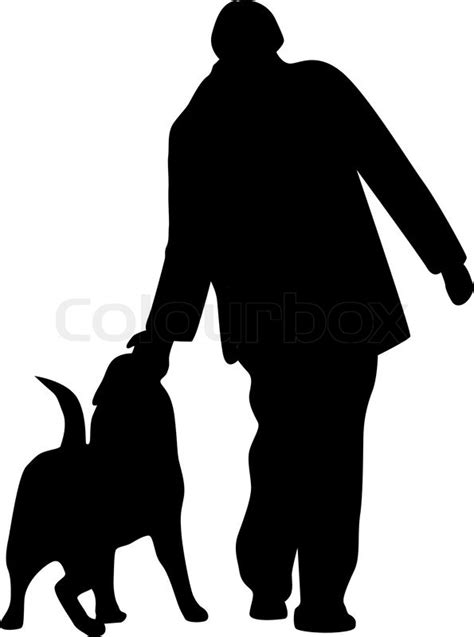 Man and dog silhouette vector | Stock vector | Colourbox