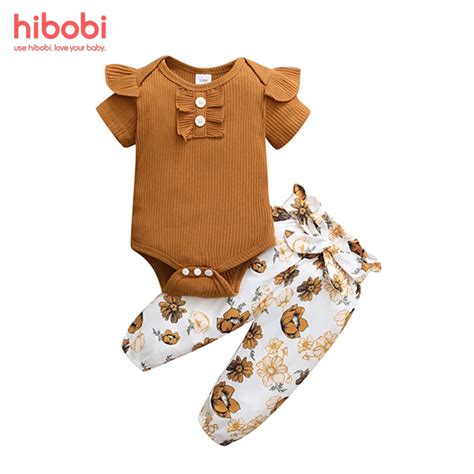 Hibobi Baby Girls Bodysuit Infant Girls Clothes Set Pcs Floral Print