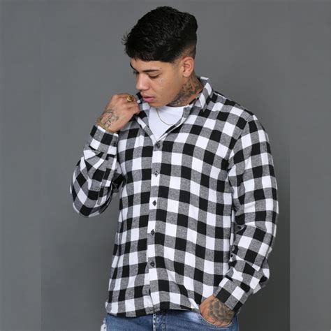 Camisa Xadrez Masculina Social Slim Manga Longa Flanelada Junina