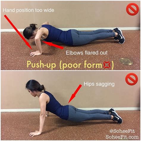 📍Push-Up📍 Sohee Lee: Push-ups: Good form vs Poor form (elbows tucked ...