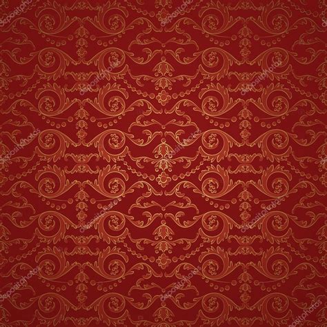 Beautiful Red Damask Seamless Pattern Background Stock Vector