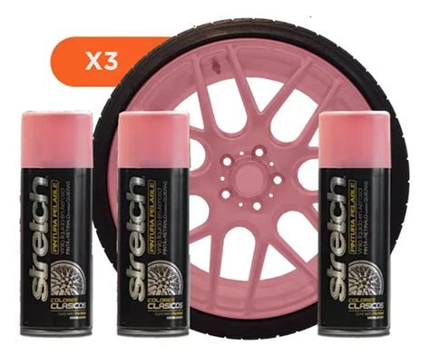 Kit X3 Stretch Pintura Removible Rosa Vinilo Aerosol